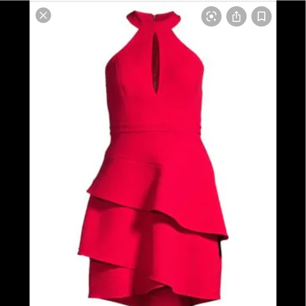 BCBG Rio Red Cocktail Ruffle Dress Sze 8 - Picture 2 of 10